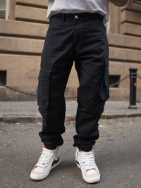 Powerlook Men Black Cotton Cargo Pant