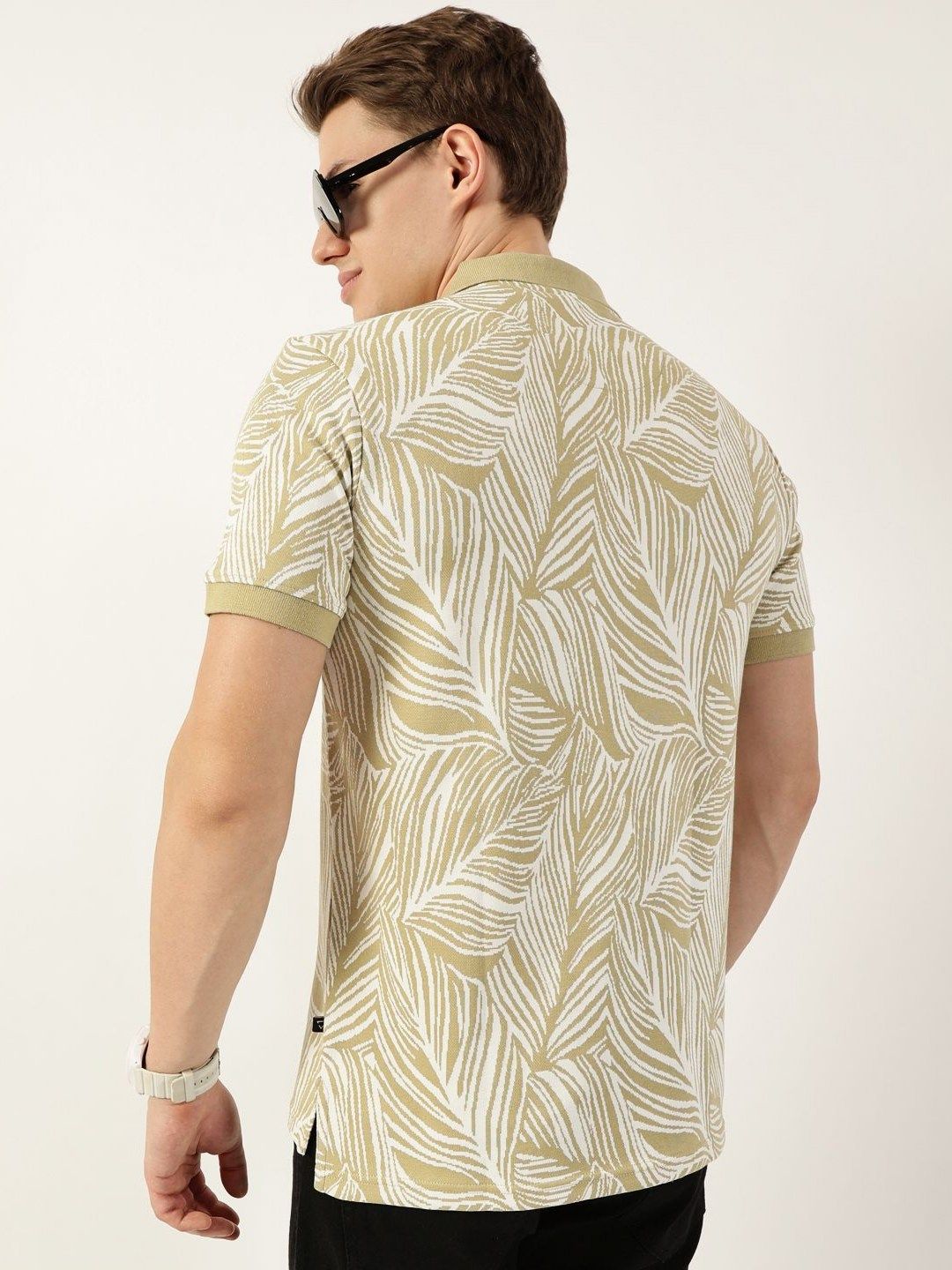 Thomas Scott Men Floral Printed Polo Collar Pockets T-shirt