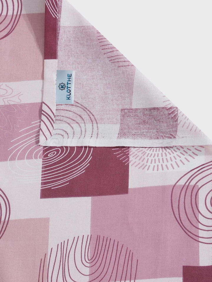 KLOTTHE Pink Geometric Cotton Single Bedsheets