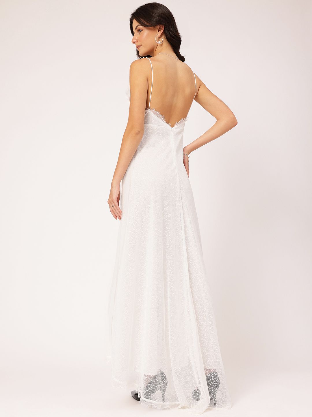 DressBerry Gracefully Glowing High-Slit Sleeveless Lace Maxi Dress