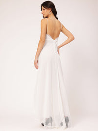 DressBerry Gracefully Glowing High-Slit Sleeveless Lace Maxi Dress