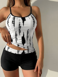 DressBerry Printed Shoulder Straps Neck Swim Set