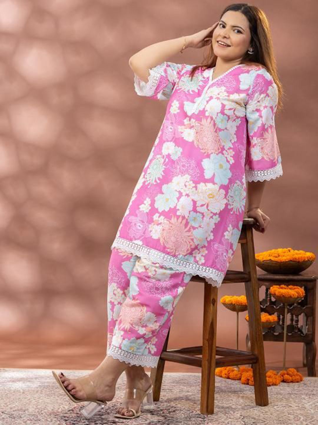 Mamicha Printed Tunic With Palazzo Co-Ords