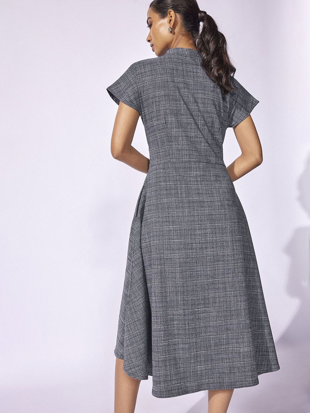 The Label Life Checked Wrap Midi Dress