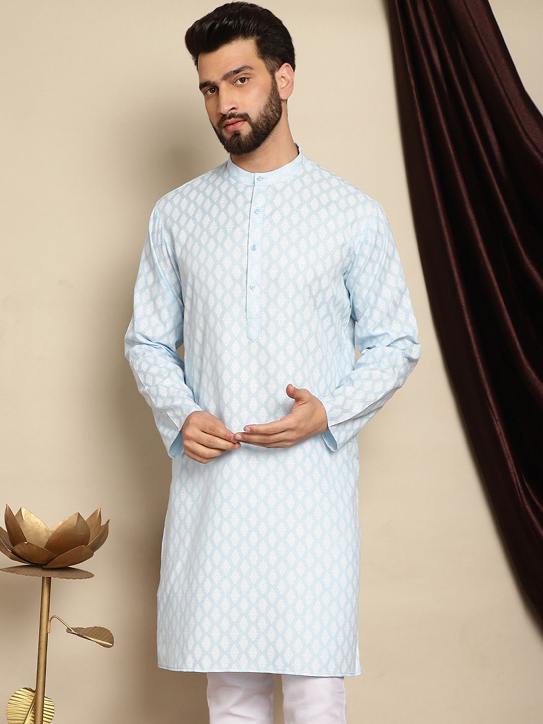 Kurta Kolar Mandarin Bercetak Motif Etnik Anouk