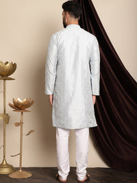 Anouk Geometric Embroidered Band Collar Thread Work Detail Straight Kurta with Churidar