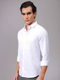 The Indian Garage Co Men Spread Collar Textured Cotton Slim Fit Formal Shirt