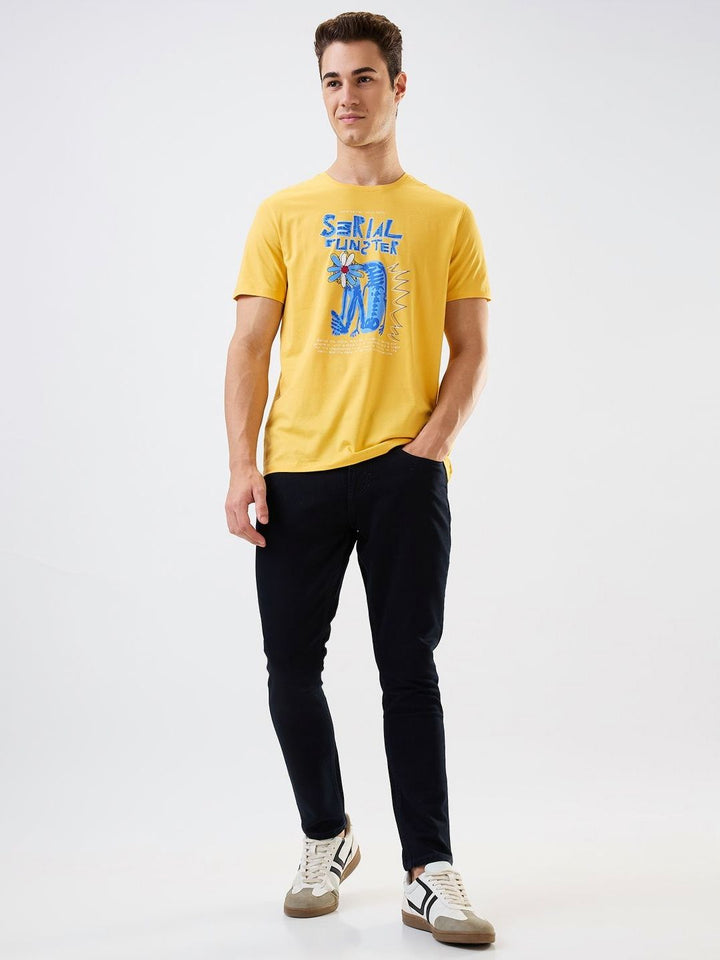 SPYKAR Men Graphic Printed Round Neck Cotton Slim Fit T-shirt