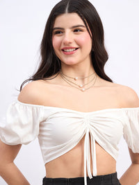 Berrylush Off-Shoulder Puff Sleeve Crop Top
