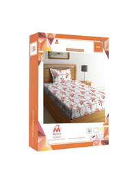 Myntra Elegant Homes White & Peach Printed 300 TC Single Bedsheet Set 2.25 m x 1.5 m