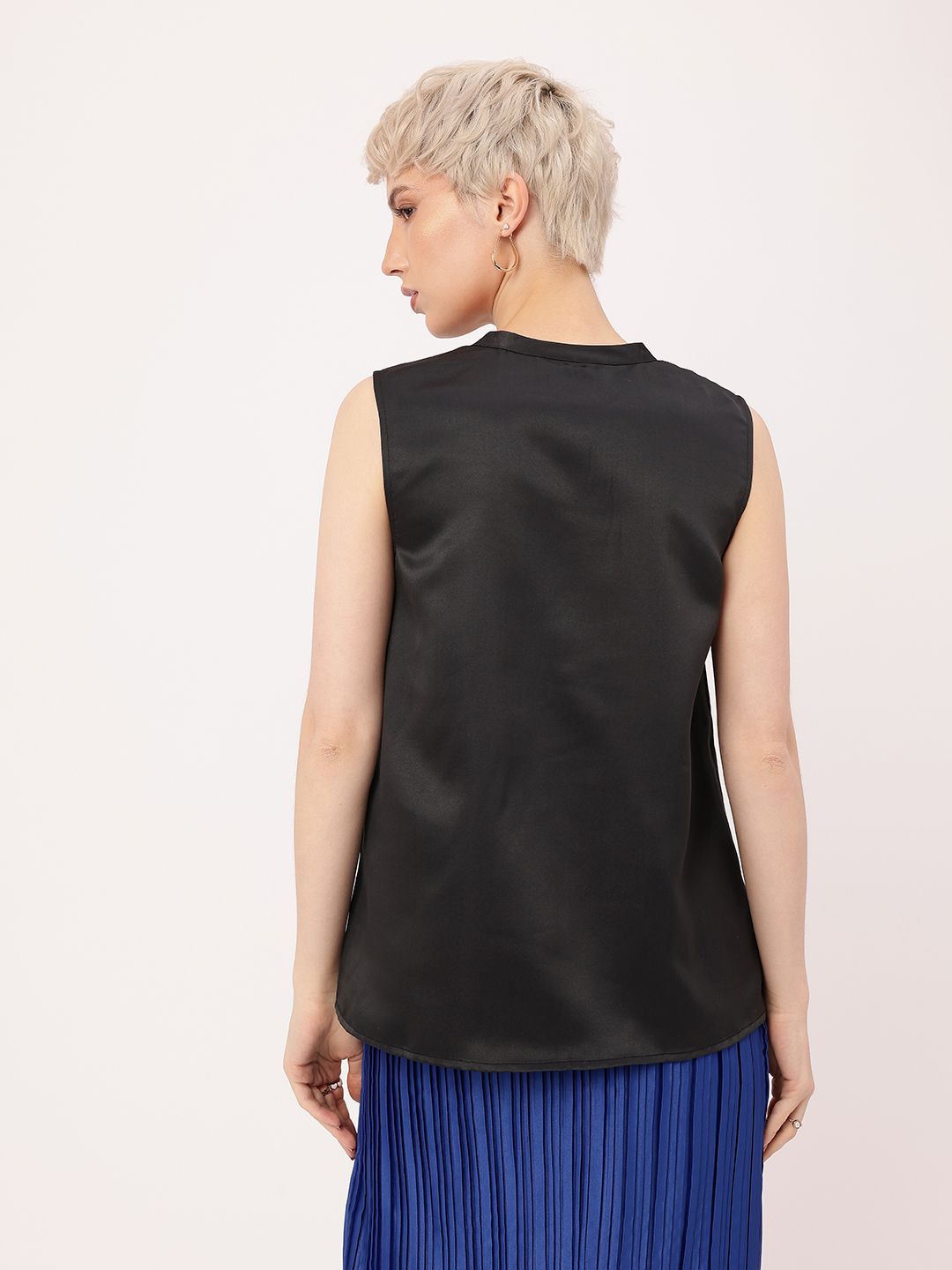 DressBerry Effortless Elegance Pleated Satin Finish A-Line Top