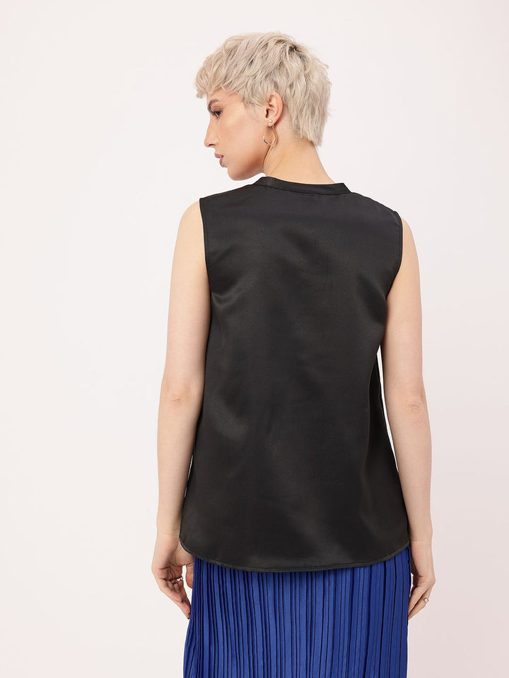 DressBerry Effortless Elegance Pleated Satin Finish A-Line Top