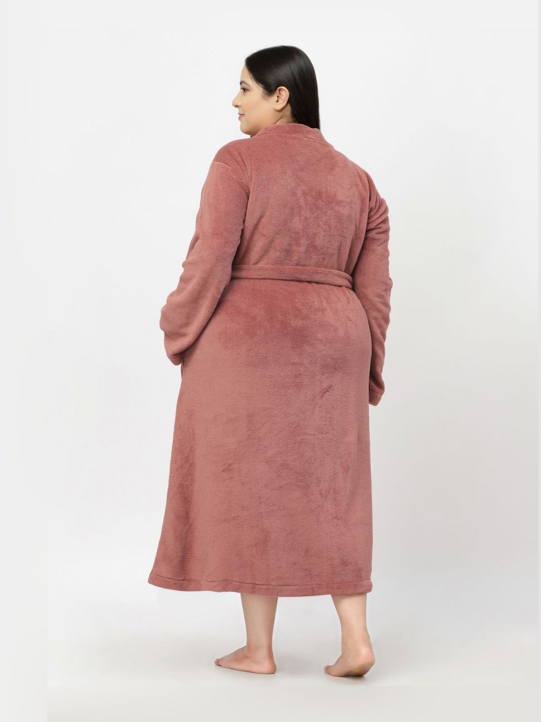 KLOTTHE Rust Shawl Collar Bath Robe With Belt