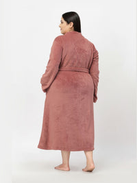 KLOTTHE Rust Shawl Collar Bath Robe With Belt