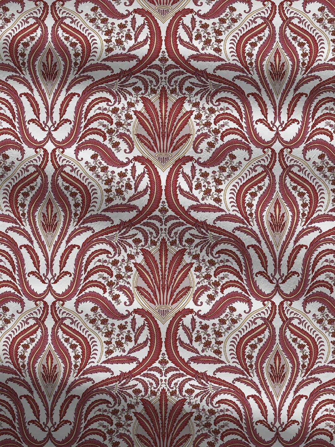 MYTRIDENT Gulnaz Red Celebration Flat 144TC Queen Cotton 1 Bedsheet with 2 Pillow Covers