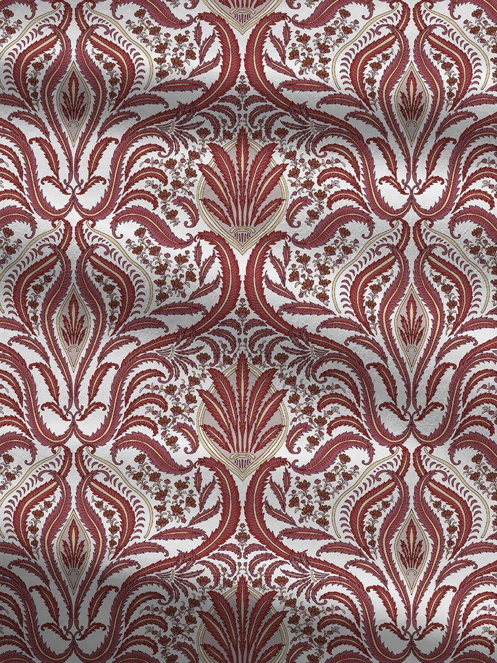MYTRIDENT Gulnaz Red Celebration Flat 144TC Queen Cotton 1 Bedsheet with 2 Pillow Covers