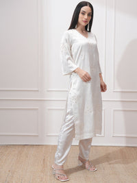 Vishudh Women Ethnic Motifs Embroidered Regular Kurta with Trousers