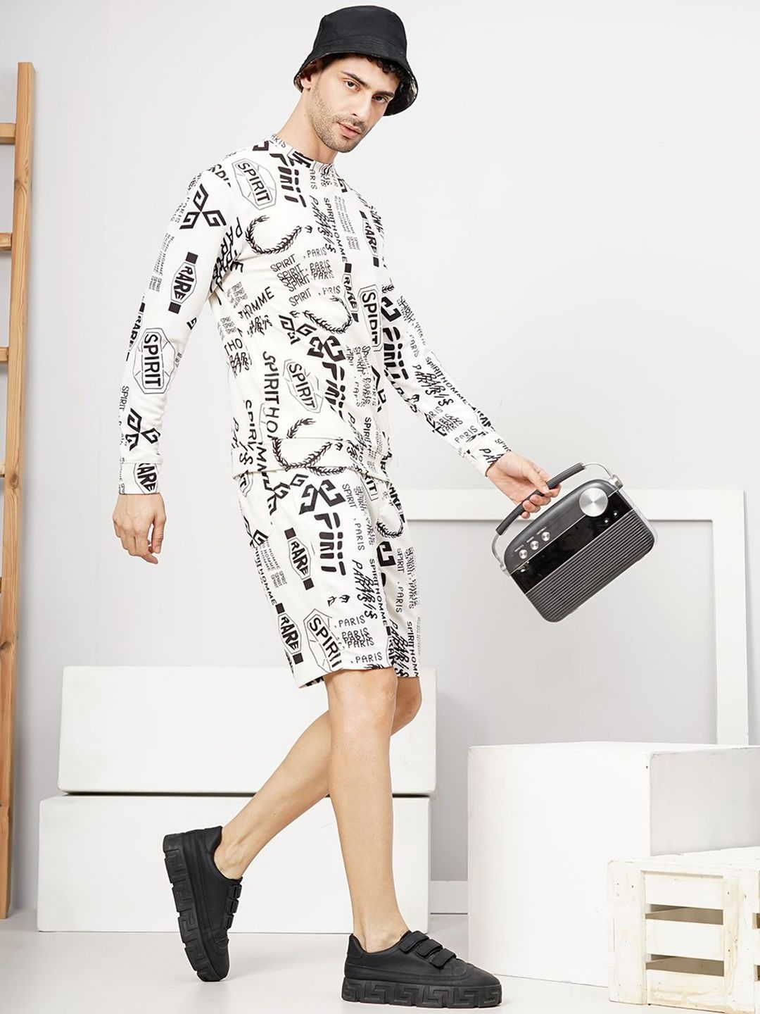 The Indian Garage Co Typography Printed Long Sleeve Sweatshirt & Shorts