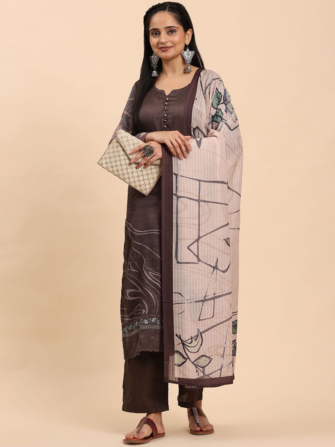 Mamicha Women Floral Printed Regular Pure Cotton Kurta with Trousers & With Dupatta