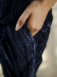 SANSKRUTIHOMES Women Round Neck Crushed Velvet Night Suit