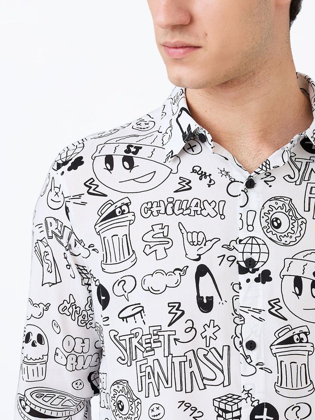 SPYKAR Men Spread Collar Graphic Printed Cotton Casual Shirt