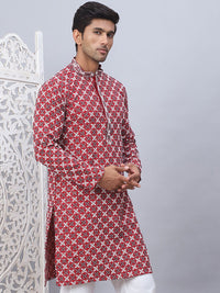 Jompers Floral Printed Mandarin Collar Straight Kurta