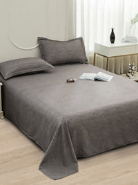 Story@home Brown Abstract Printed 240 TC Satin Finish Queen Bedsheet Set