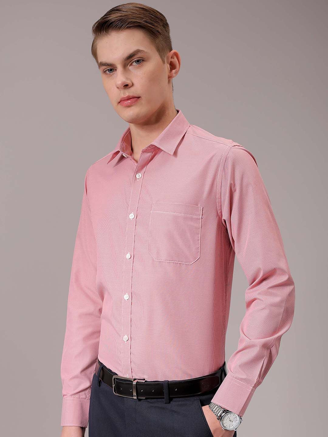 The Indian Garage Co. X Luxe Men Spread Collar Micro Checked Slim Fit Formal Shirt