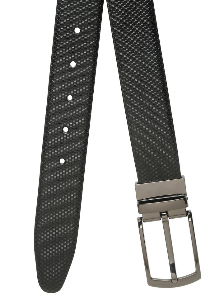 Teakwood Leathers Men Textured Leather Reversible Formal Belt