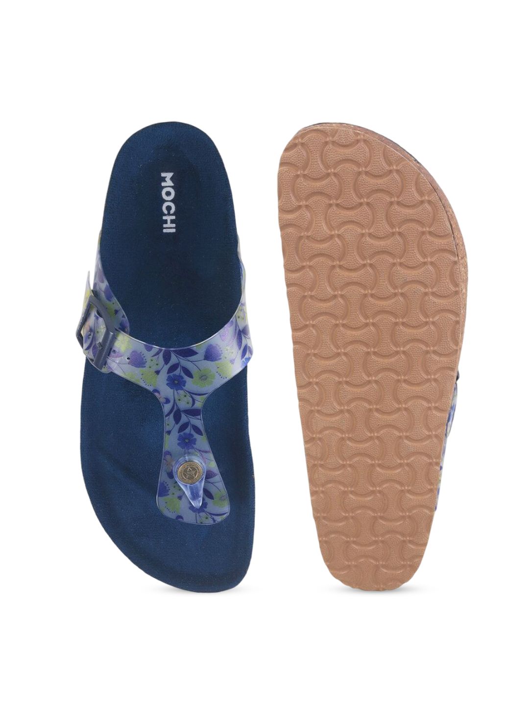 Mochi Women Printed T-Strap Flats