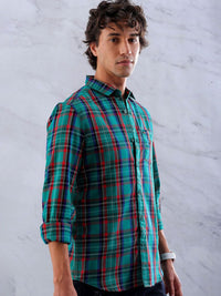 The Indian Garage Co Men Checked Slim Fit Tartan Opaque Casual Shirt