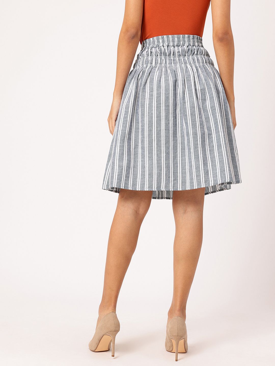 DressBerry Striped Smocked Flared Skirt