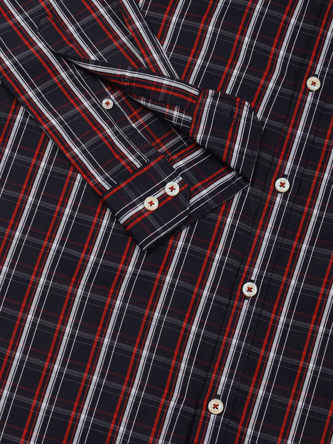 Thomas Scott Men Smart Button-Down Collar Tartan Checked Cotton Formal Shirt