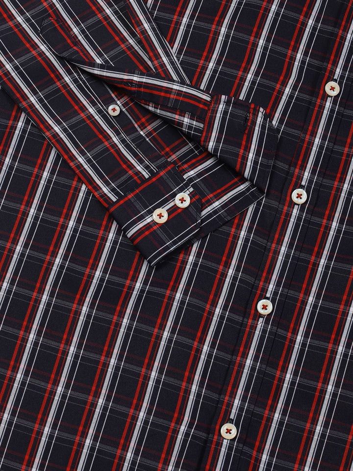 Thomas Scott Men Smart Button-Down Collar Tartan Checked Cotton Formal Shirt