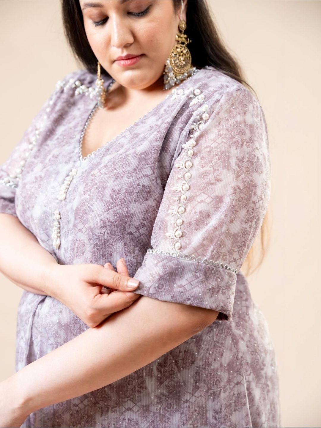 Set Co-Ords Kaftan & Seluar Bercetak Mamicha