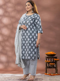 Mamicha Regal Ethnic Motifs Printed Kurta With Palazzos & Dupatta