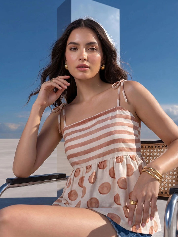 Mamicha Polka Dot Print Top
