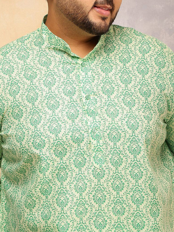 SOJANYA PLUS Men Bandhani Printed Festive Linen Straight Kurta