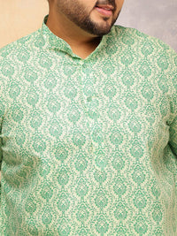 SOJANYA PLUS Men Bandhani Printed Festive Linen Straight Kurta