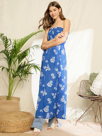 Berrylush Women Floral Print Tube Longline Top