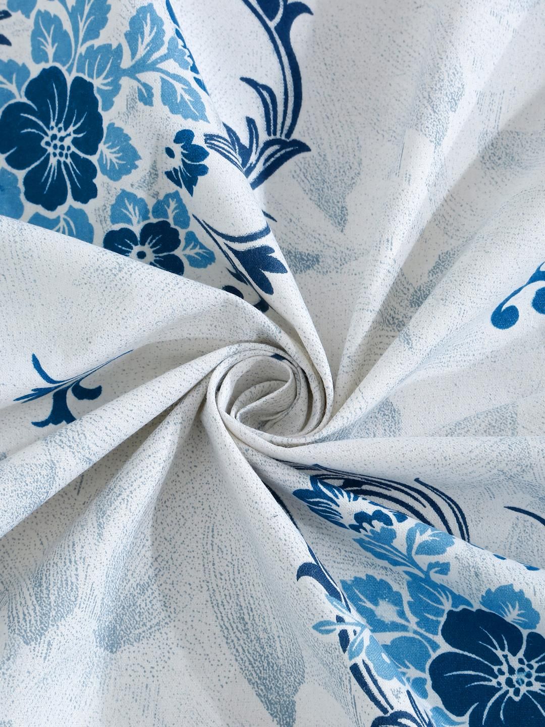 KLOTTHE Blue Cotton Floral 400 TC Single Bedsheets