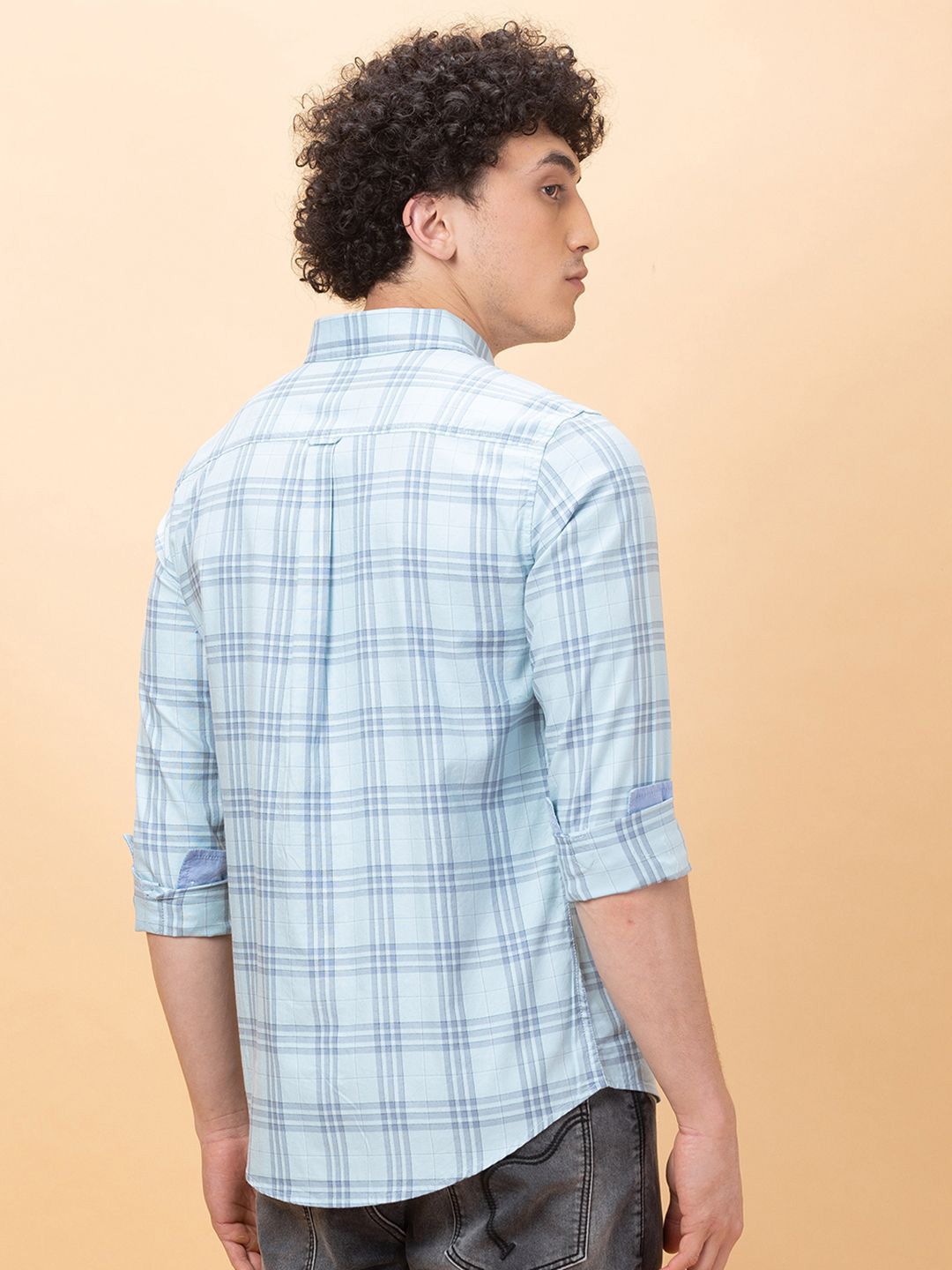 Being Human Men Classic Slim Fit Button-Down Collar Checked Cotton Casual Shirt