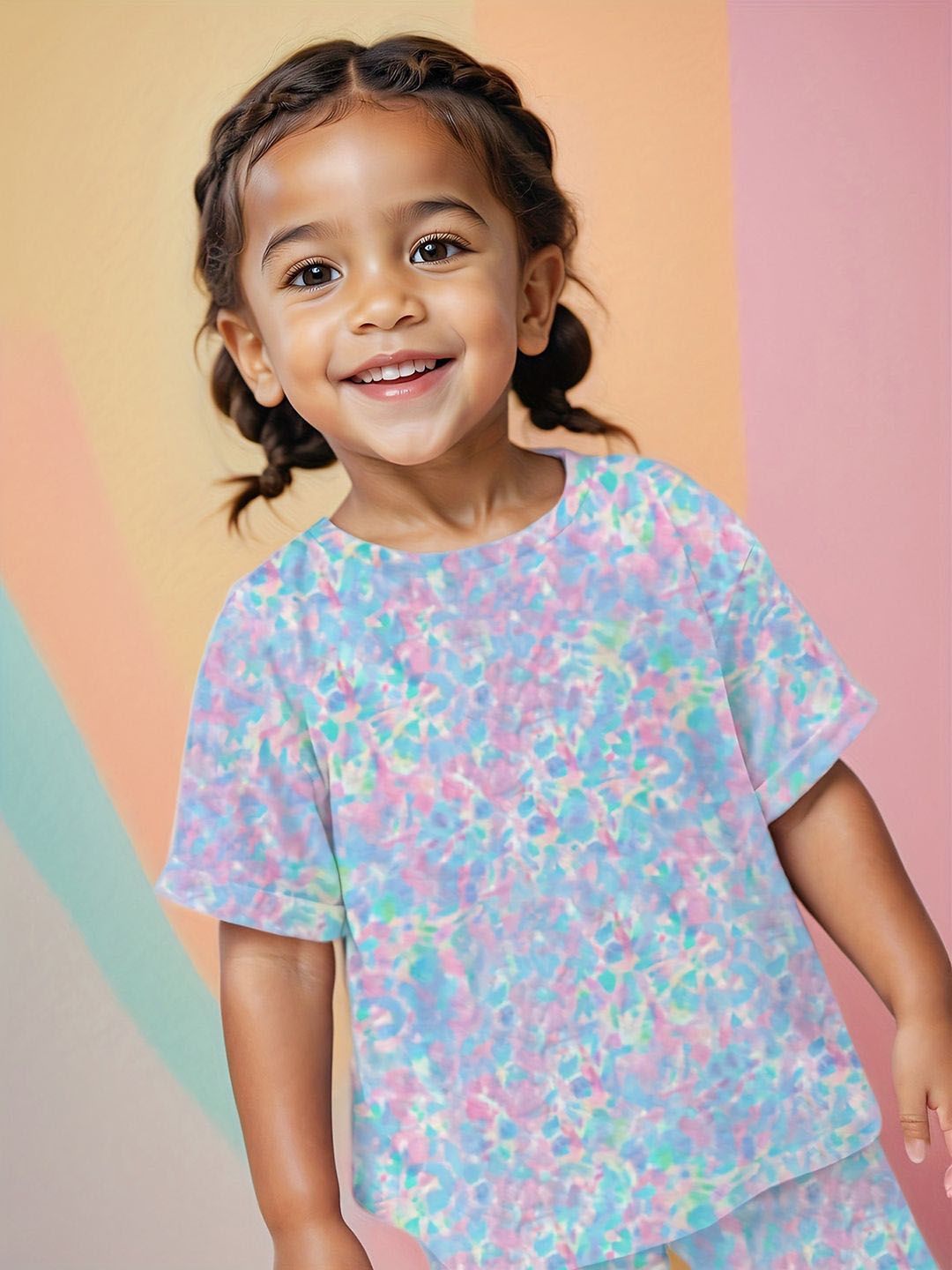 YK Girls Printed Top With Shorts