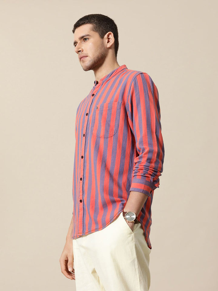 Mr Bowerbird Pure Cotton Tailored Fit Opaque Striped Casual Shirt