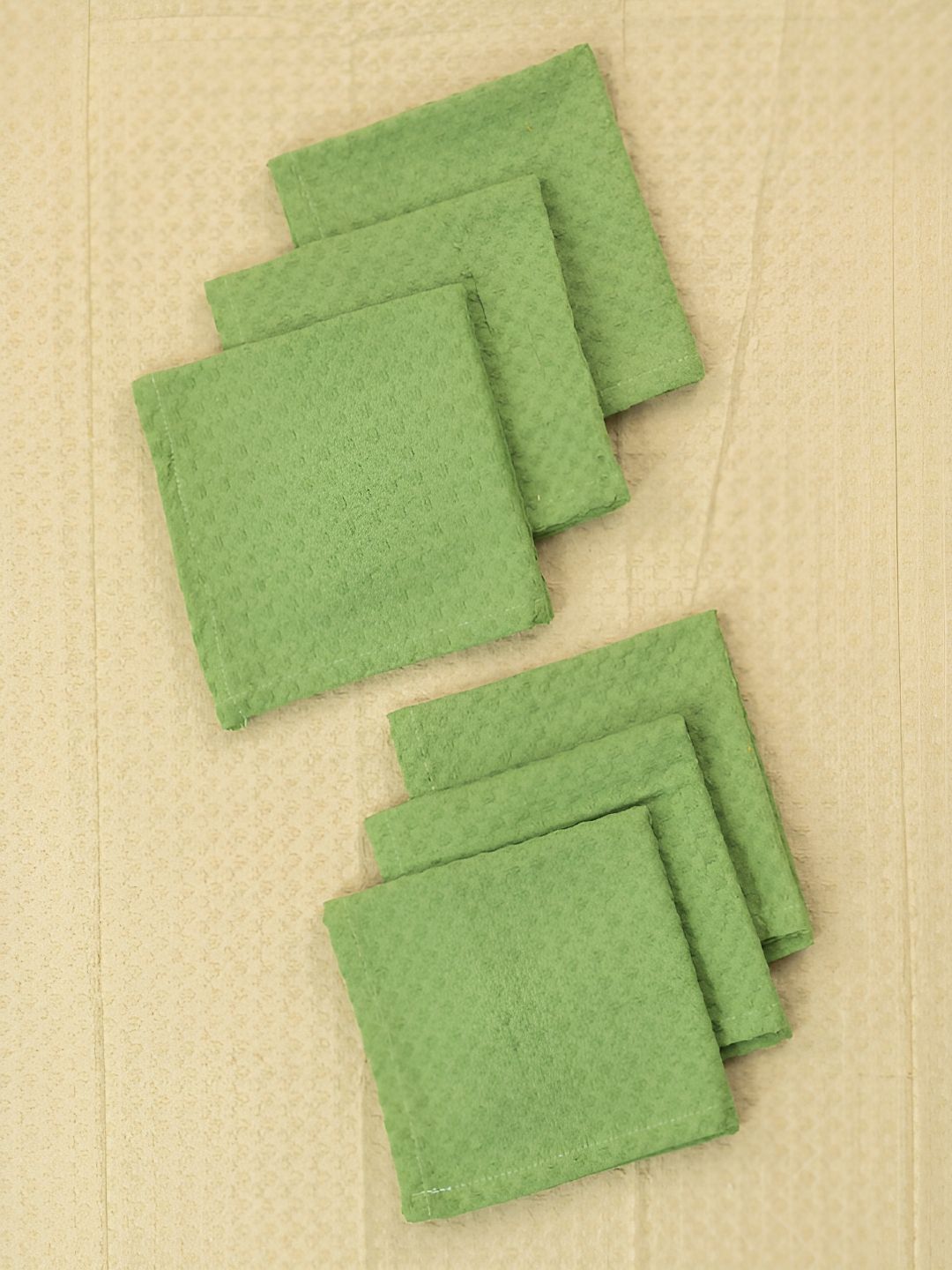 URBAN SPACE Waffle 6Pcs Green Cotton Table Napkins