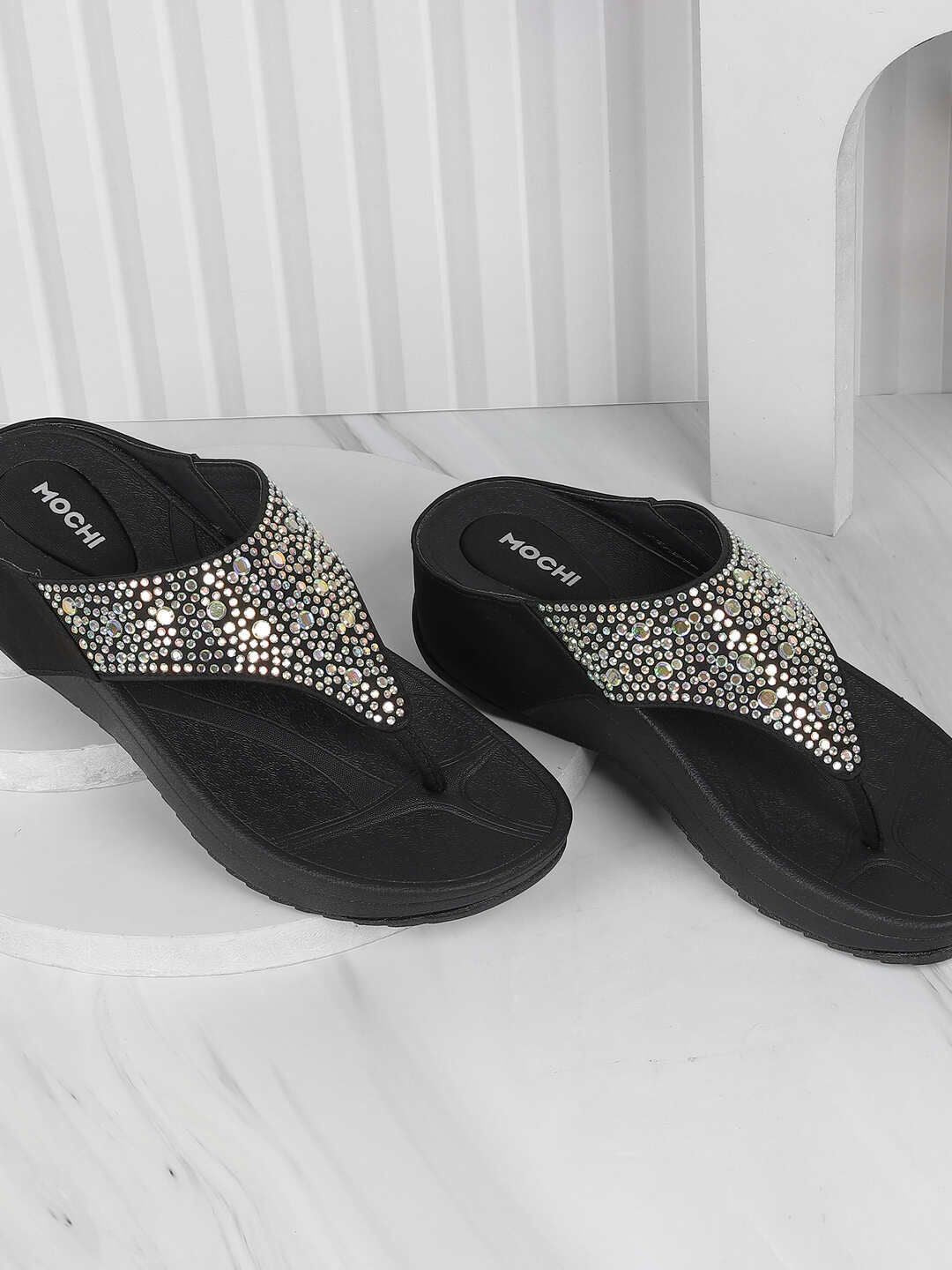 Mochi Embellished Wedge Mules