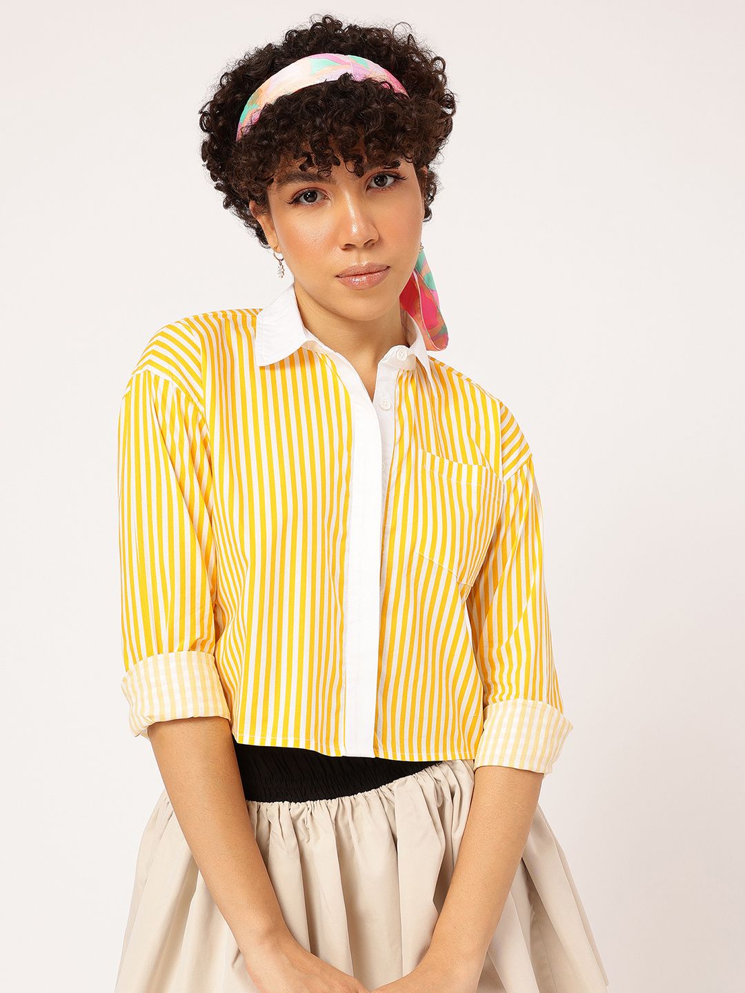DressBerry Summer Stripes Cutesy Crop Shirt