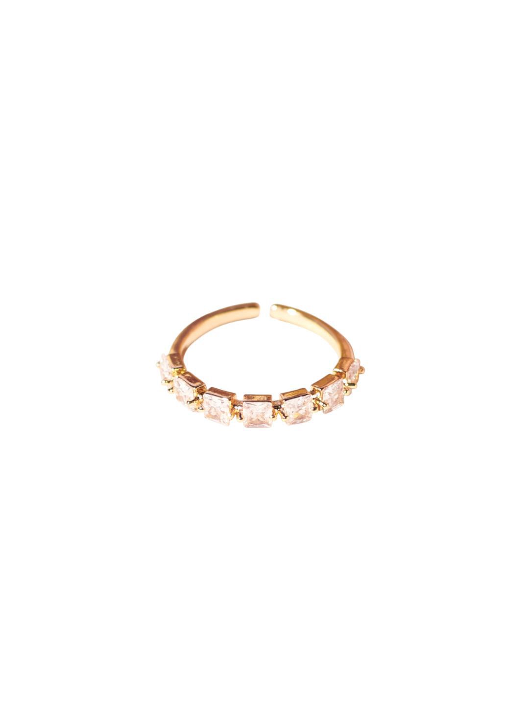 SALTY Gold Artificial-Stone Studded Ring For Women & Girls