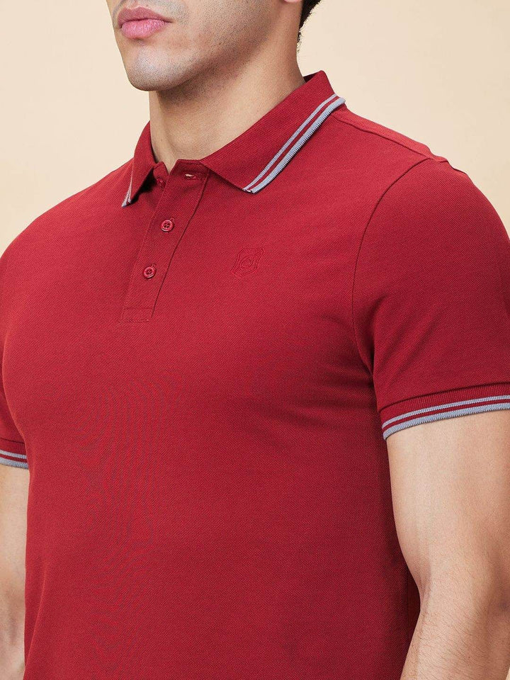 Being Human Men Solid Polo Collar Cotton T-shirt