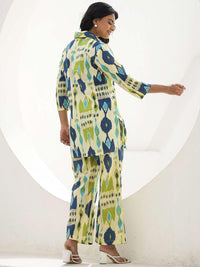 Mamicha Women Printed Shirt Collar Cotton Shirt and Trousers Co-Ords